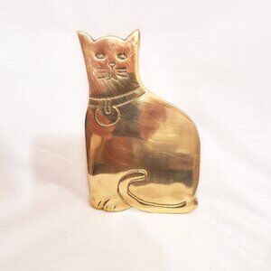 Solid Brass cat trivet vintage 7 ¾”
